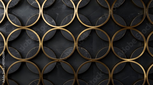 Elegant golden metal interlocking rings seamless abstract geometric pattern backdrop