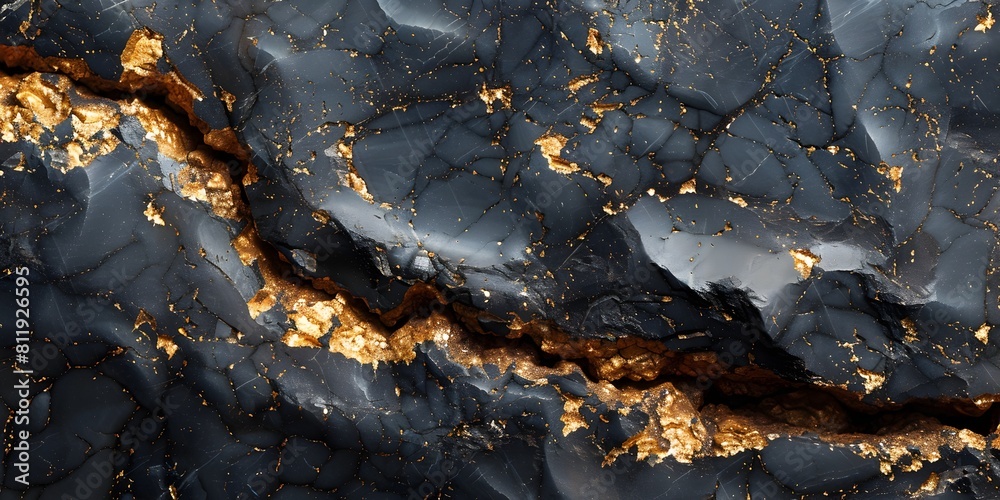Black Marble with Golden Veins Backdrop Shimmering Textured Pattern for Luxury Design