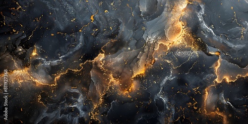 Captivating Black and Gold Marble Textured Background with Striking Swirls and Dramatic Contrast for High-End Design