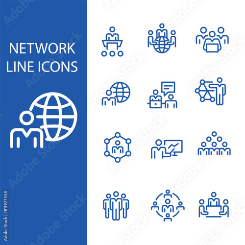 network line vector icons set , business lined icon , network icon