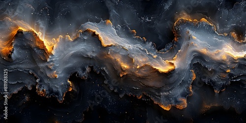 Mesmerizing Cosmic Eruption of Dark Marble Textures and Ethereal Energies © prasong.
