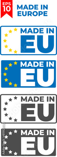 Made in European Union labels, badges and stickers