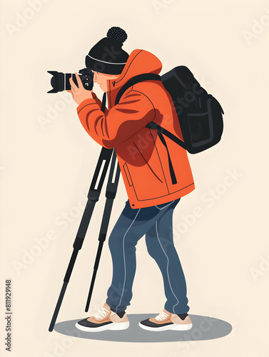 Photographer flat style illustration 
