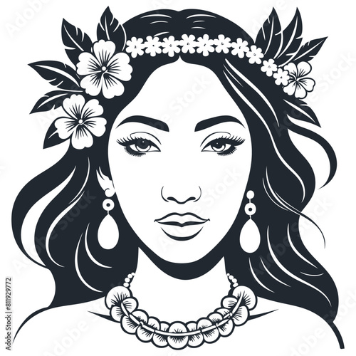 Hawaiian woman, vector illustration	