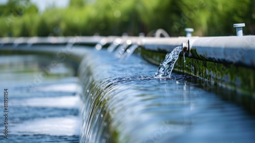 Water flows from faucet, Crystal clear water, World Water Day, Copy space