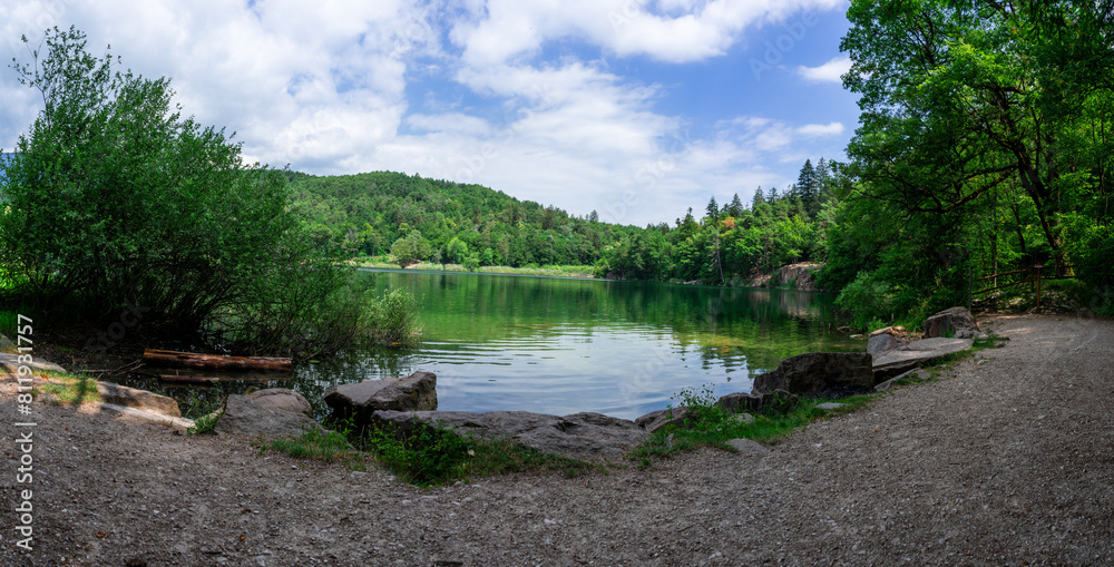 Fototapeta premium Hiking Arround Lake Montiggler South Tyrol Italy