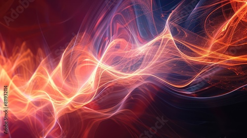 Modern set of modern elements representing an air flow with abstract light effects  An isometric blurred motion wave concept of freshness is presented