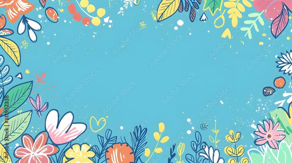 Enchanting Floral Botanical Background with Vibrant Leaves Petals and Blooms in Serene Nature Setting