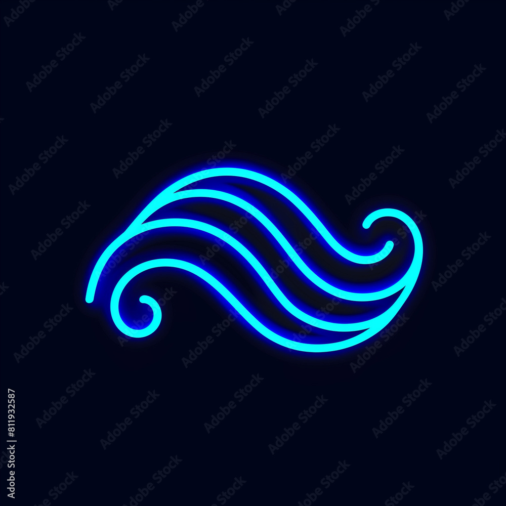 Linear Icon with a Wave Representing Renewable Energy Dynamics Linear Icon with a Wave Representing Renewable Energy Dynamics