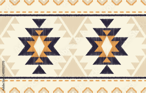 Ethnic abstract ikat art. Aztec ornament print. geometric ethnic pattern seamless  color oriental.  Design for background ,curtain, carpet, wallpaper, clothing, wrapping, Batik, vector illustration.