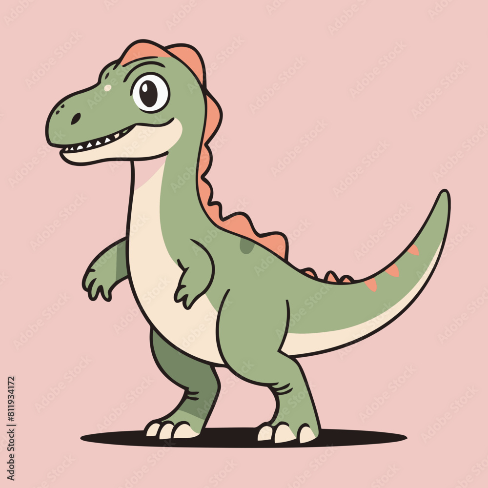 Cute vector illustration of a Velociraptor for children's bedtime stories