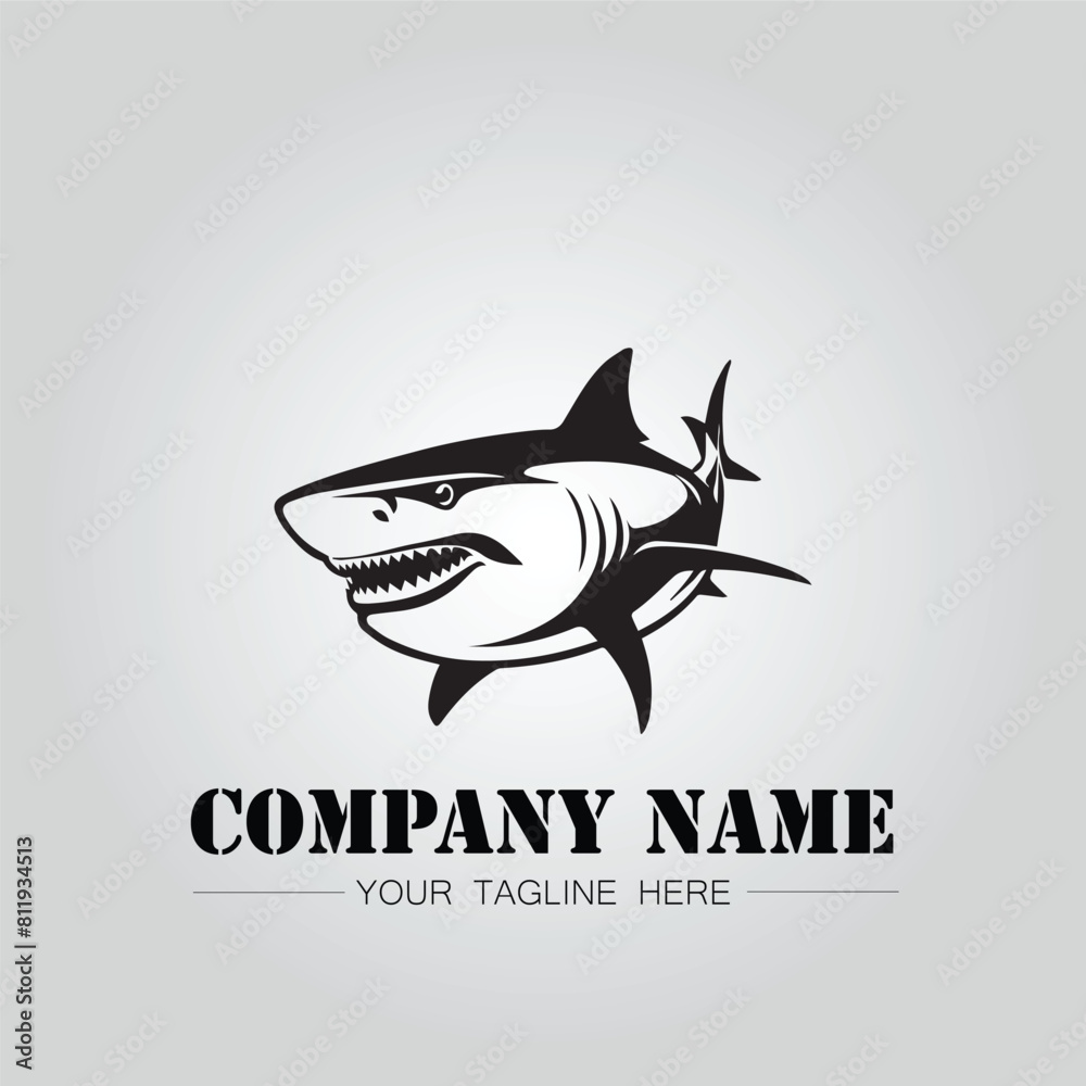 Shark silhouette illustration design for company logo vector image on the white background Shark silhouette illustration design for company logo vector image on the white background