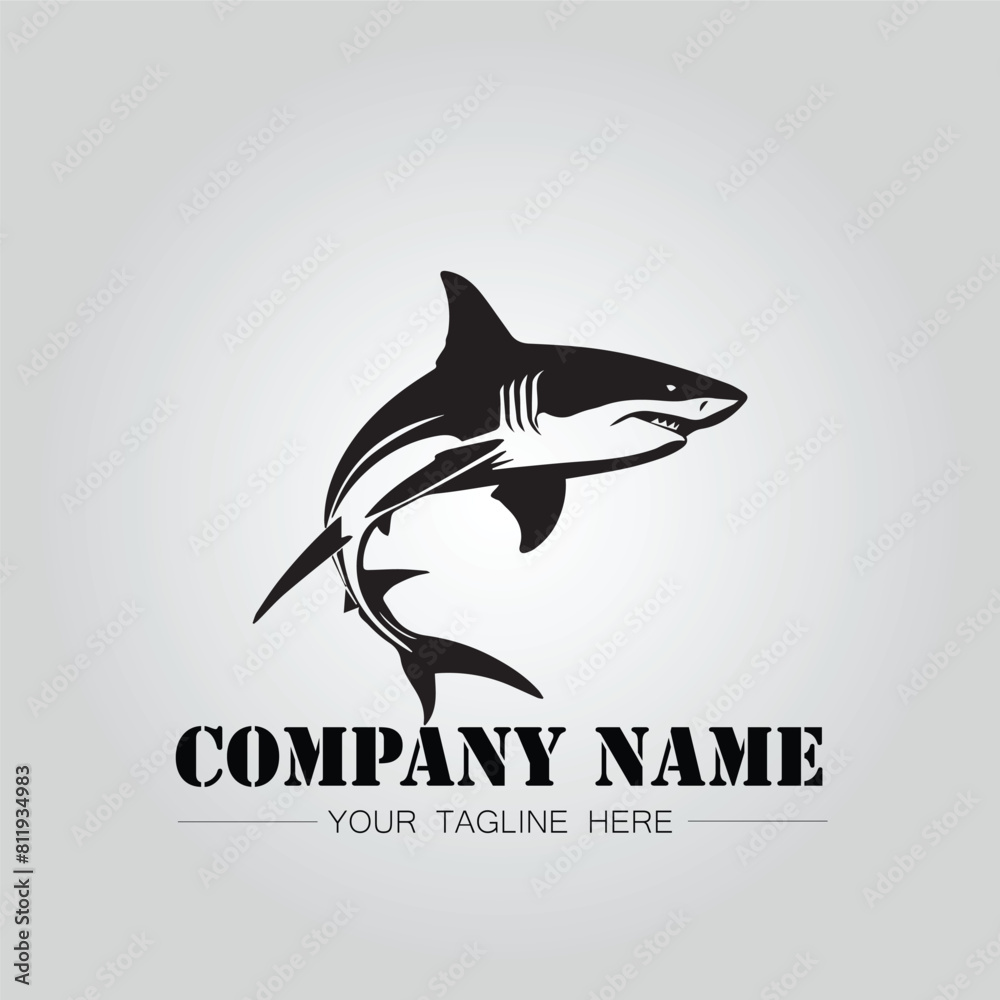 Shark silhouette illustration design for company logo vector image on the white background Shark silhouette illustration design for company logo vector image on the white background