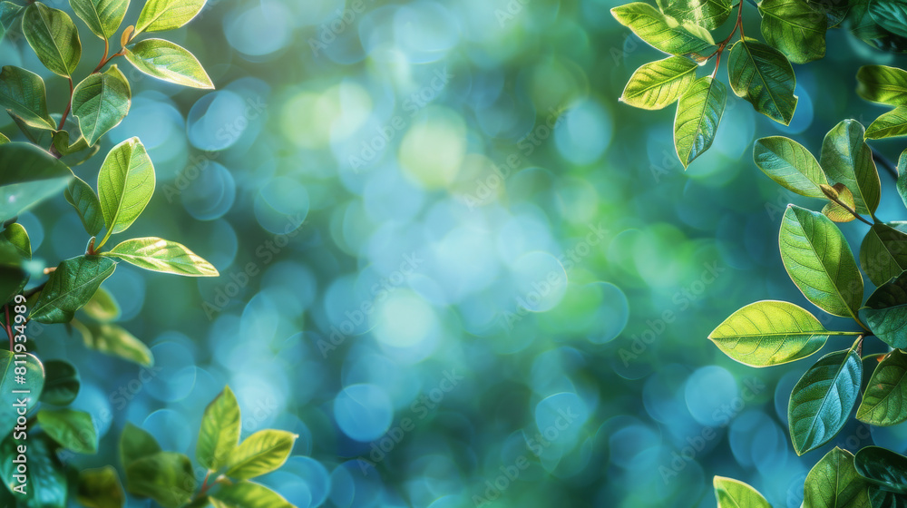 Spring and summer are the seasons when tree branches are full of vibrant foliage, making a beautiful design for a printed page with blank space for a message mockup background. Spring and summer are the seasons when tree branches are full of vibrant foliage, making a beautiful design for a printed page with blank space for a message mockup background.