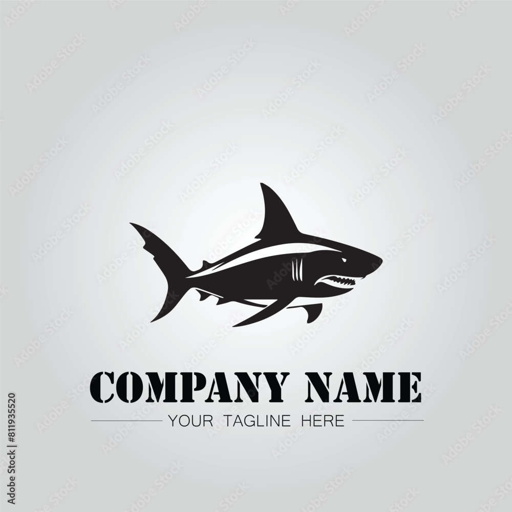 Shark silhouette illustration design for company logo vector image on the white background Shark silhouette illustration design for company logo vector image on the white background