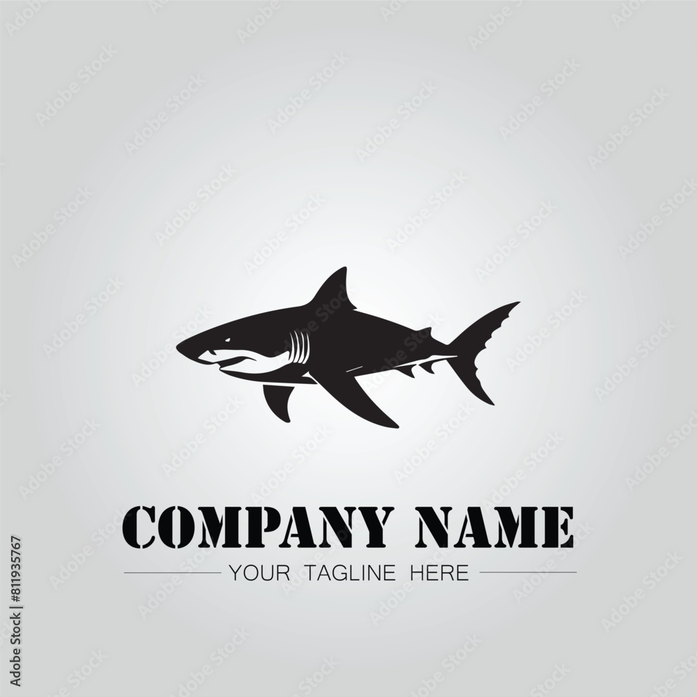 Shark silhouette illustration design for company logo vector image on the white background