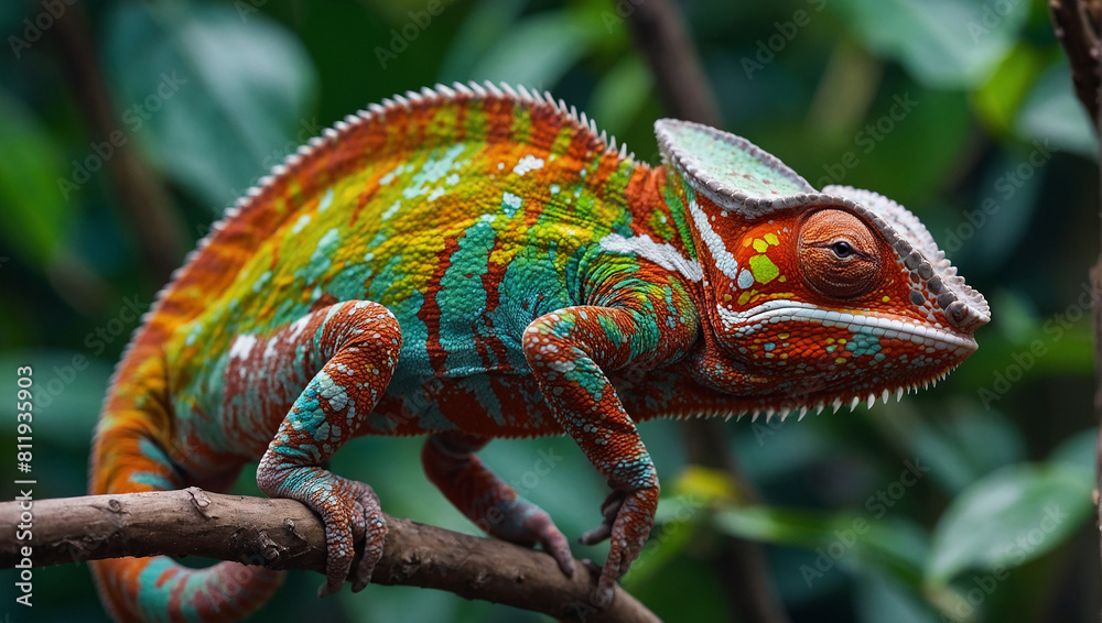 Fototapeta premium chameleon on a tree