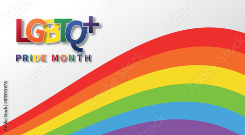 LGBTQ Pride Month poster design template background. Lesbian Gay Bisexual Transgender. Pride and LGBT concept. Human rights and tolerance. Element for social post, banner. Vector Illustration.