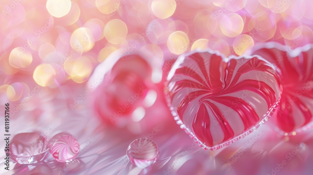 A delightful 3D rendering captures the heart shaped candy s texture against a soft light backdrop showcasing a sweet and festive design perfect for Valentine s Day