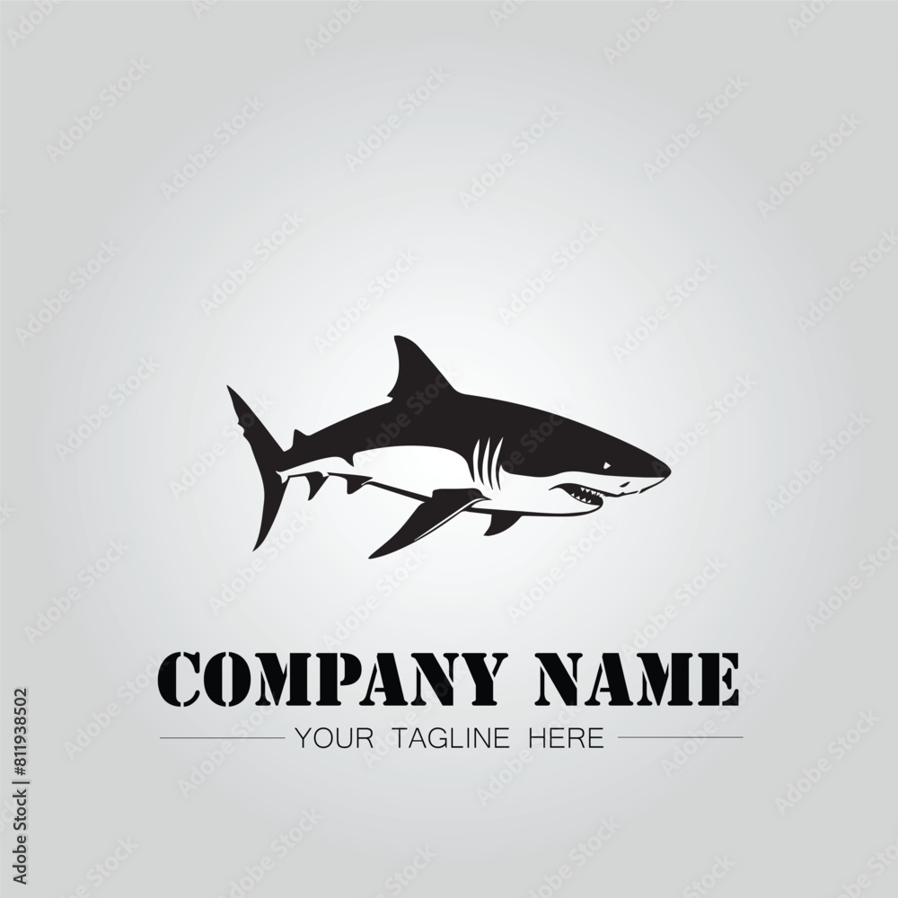 Shark silhouette illustration design for company logo vector image on the white background Shark silhouette illustration design for company logo vector image on the white background