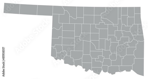 Map of the US states with districts. Map of the U.S. state of Oklahoma