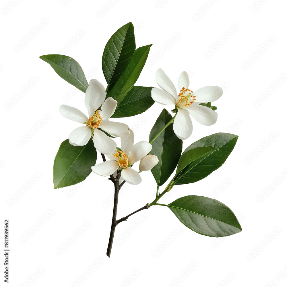 Obraz premium branch with leaves isolated on white background 