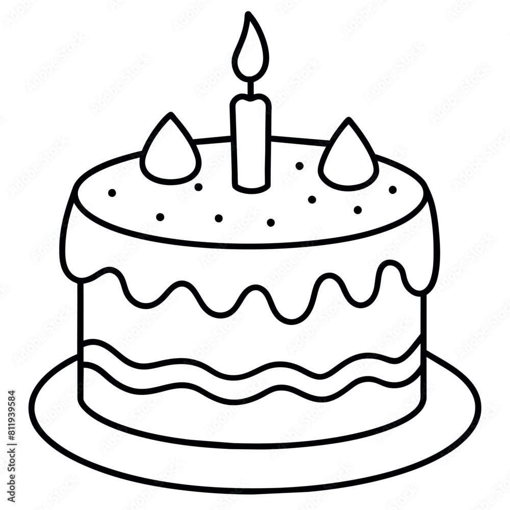 Red Velvet Cake outline coloring book page line art illustration digital drawing Red Velvet Cake outline coloring book page line art illustration digital drawing