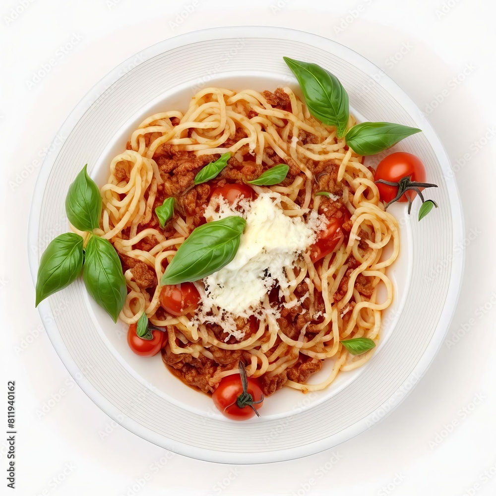 Pasta bolognese isolate on white background. Generative AI, Pasta bolognese isolate on white background. Generative AI,