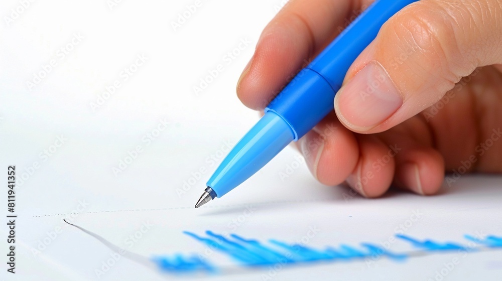 Hand drawing a graph using a blue marker, isolated on white background Hand drawing a graph using a blue marker, isolated on white background