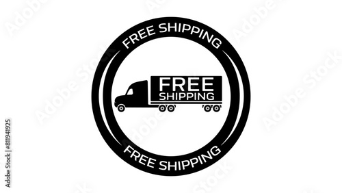 free shipping stamp, black isolated silhouette