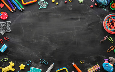 A clean blackboard with a cute border design, perfect for displaying your message or artwork.