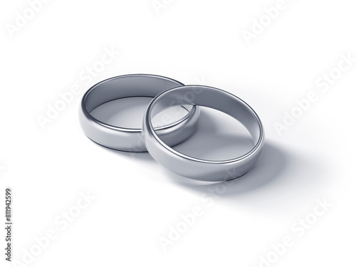 Metal rings, illustration, 3d illustration, 3d rendering, realism, photo realistic, isolated on white background