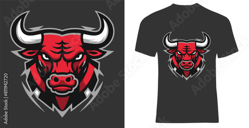 a bold and eye catching bull design  featuring for t shirt design.