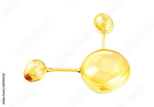 Gold oil molecule. 3D abstract molecular structure. Beauty science skincare molecular concept. Vector 3d illustration