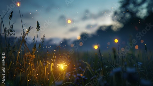 Fireflies dancing in a midsummer night's dream. A magical and enchanting sight. © Parintron