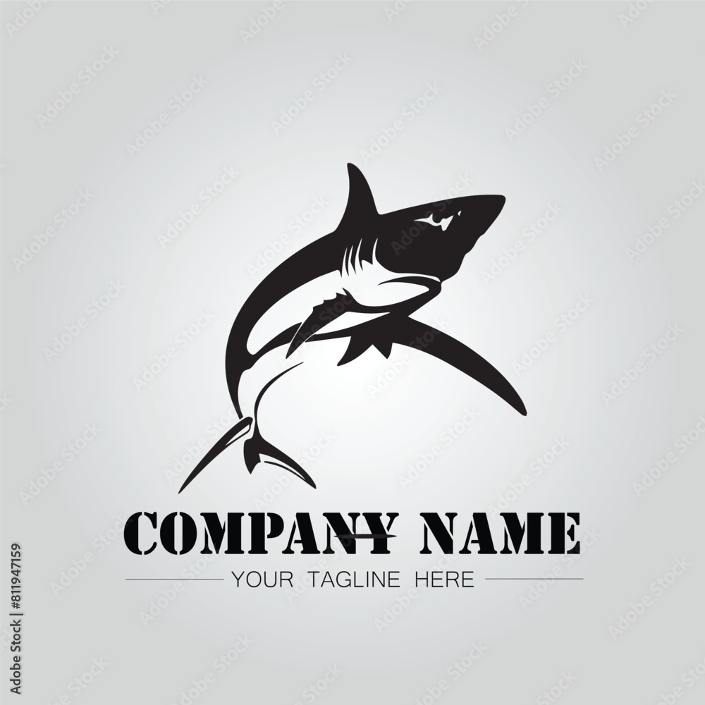 Shark silhouette illustration design for company logo vector image on the white background