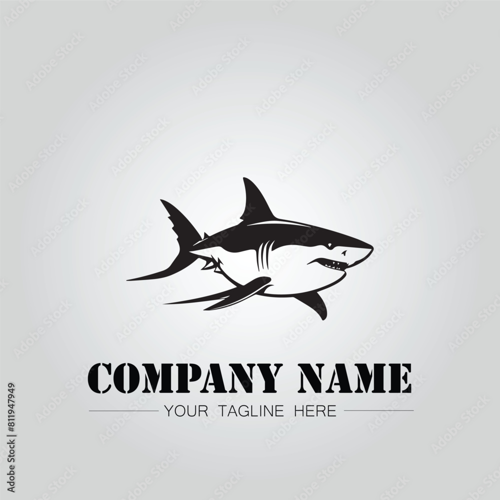 Shark silhouette illustration design for company logo vector image on the white background Shark silhouette illustration design for company logo vector image on the white background