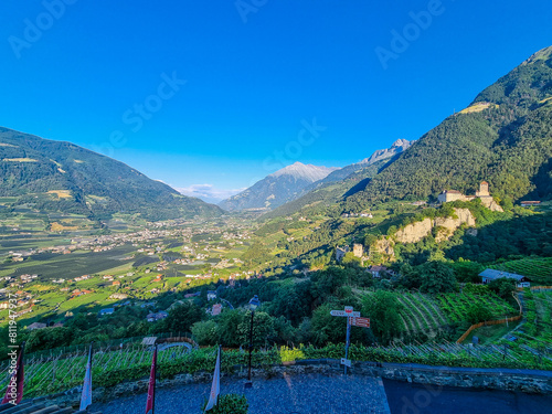 Sigths from Dorf Tyrol in South Tyrol Italy on Meran and other Landscapes. photo