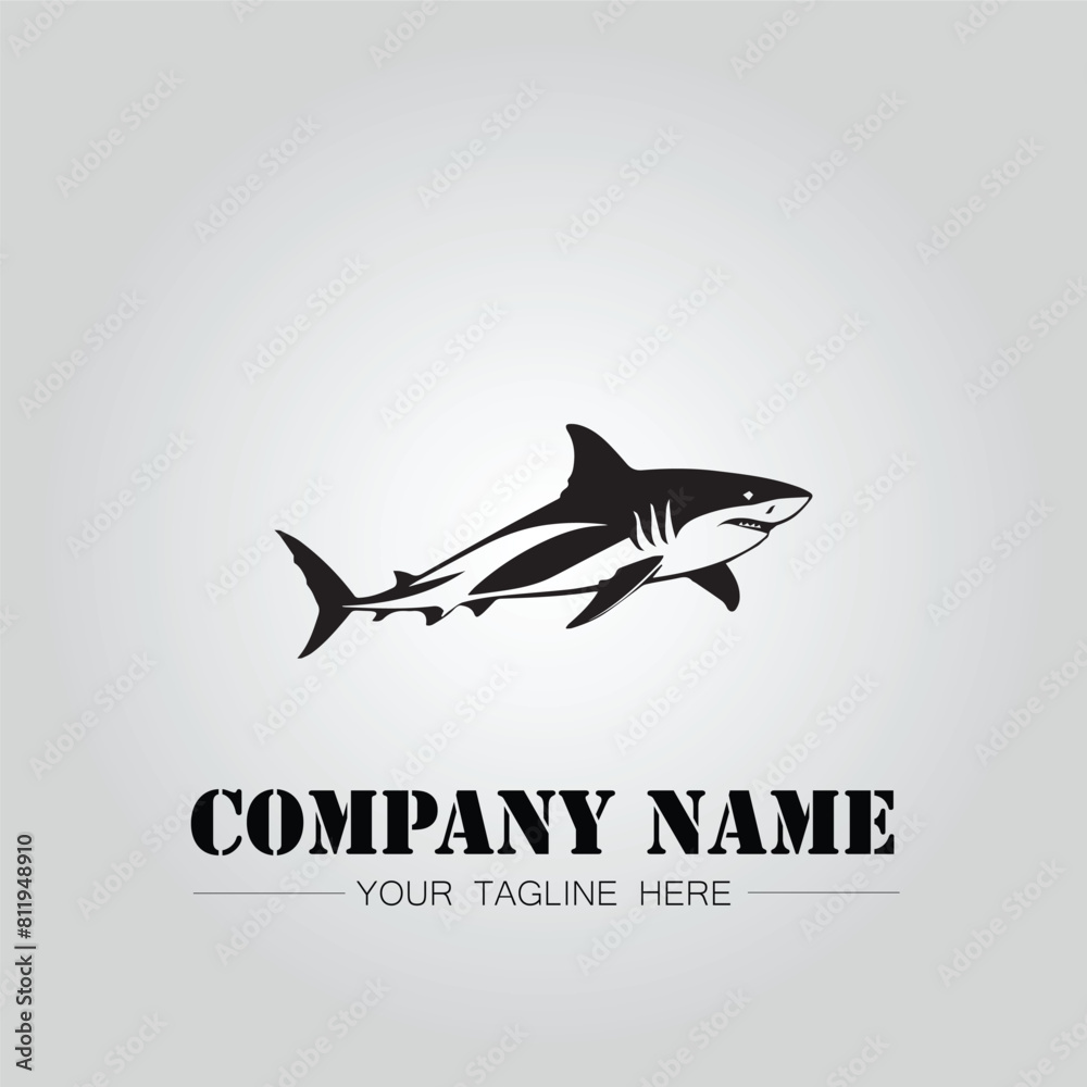 Shark silhouette illustration design for company logo vector image on the white background Shark silhouette illustration design for company logo vector image on the white background