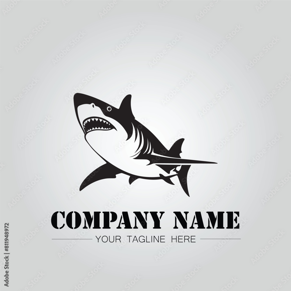 Shark silhouette illustration design for company logo vector image on the white background Shark silhouette illustration design for company logo vector image on the white background