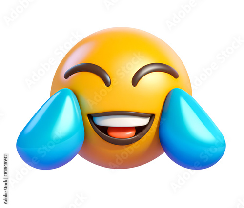 3D smile laugh emoji with tears. isolated emoticon icon