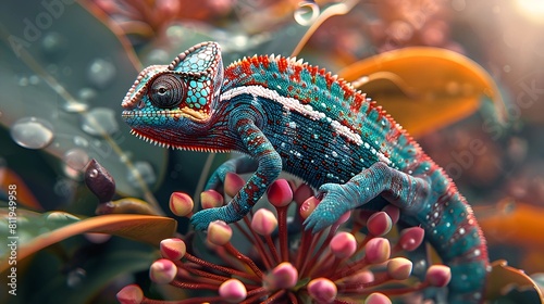 The Artistic Detail of a Chameleon photo