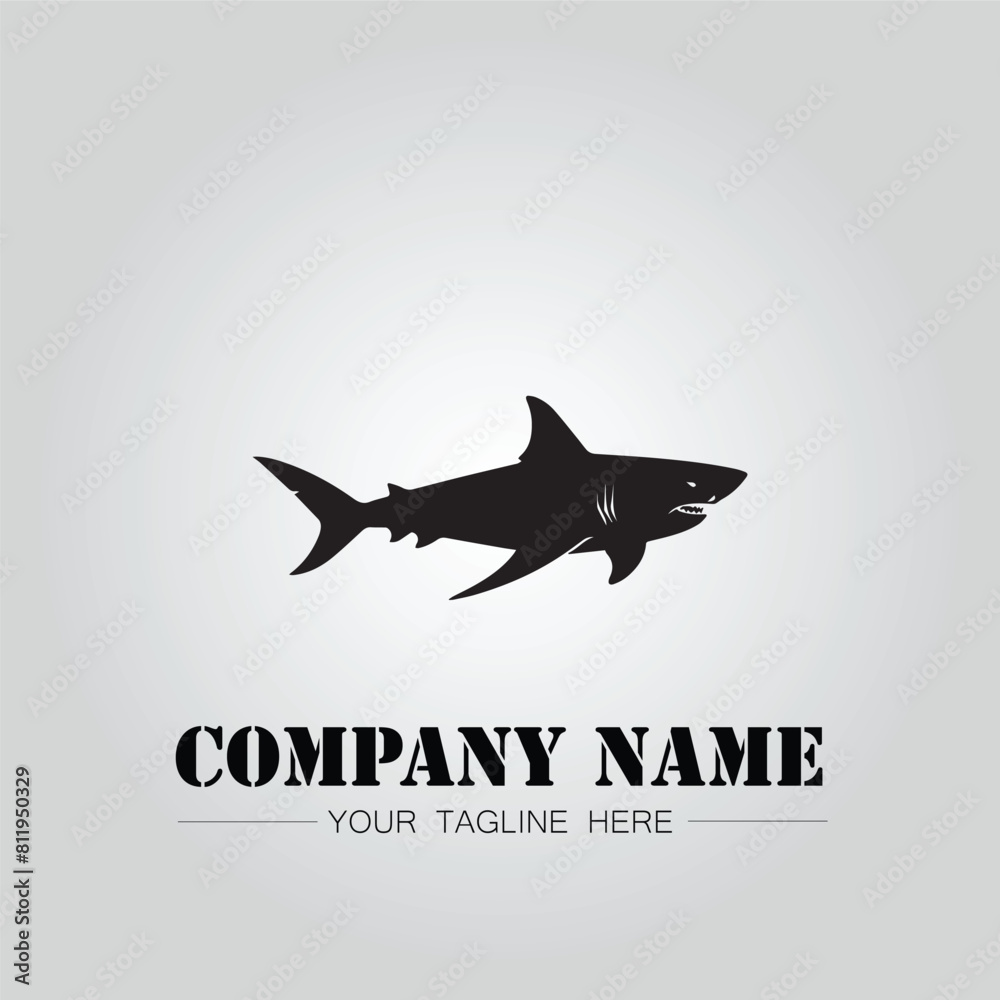Shark silhouette illustration design for company logo vector image on the white background