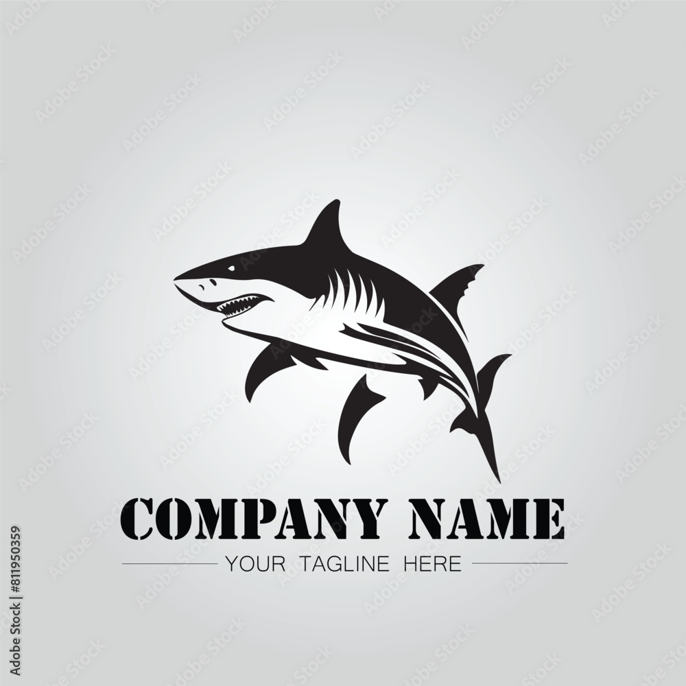 Shark silhouette illustration design for company logo vector image on the white background Shark silhouette illustration design for company logo vector image on the white background