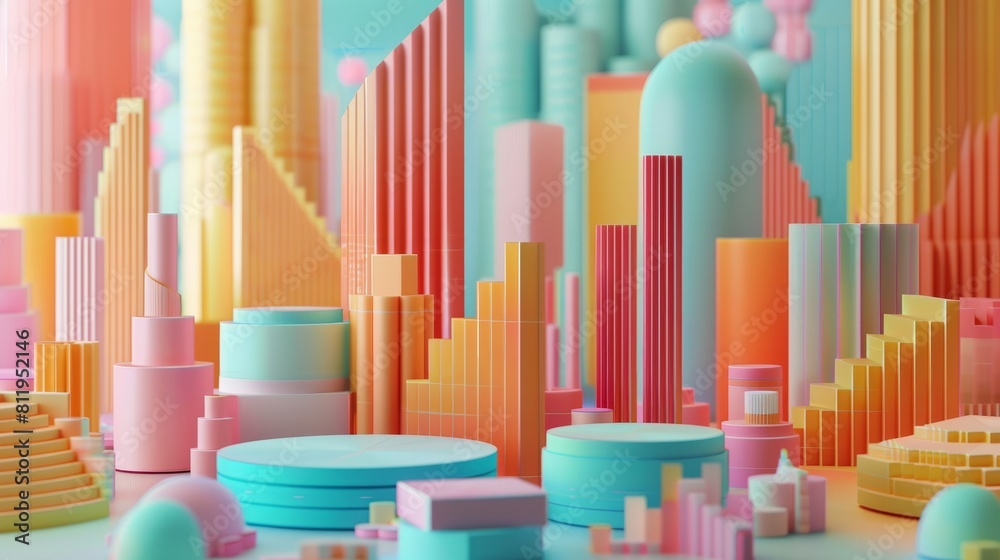 3D rendering of a colorful city 3D rendering of a colorful city