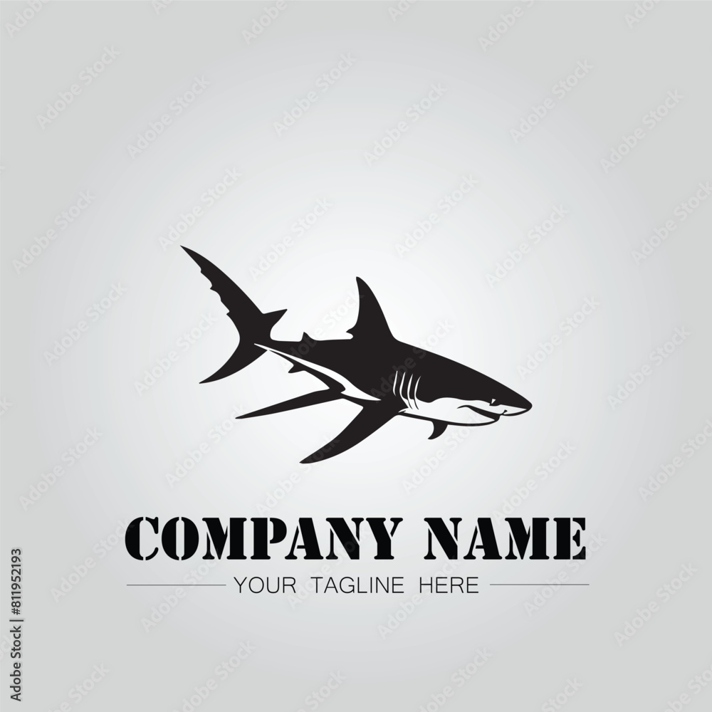 Shark silhouette illustration design for company logo vector image on the white background