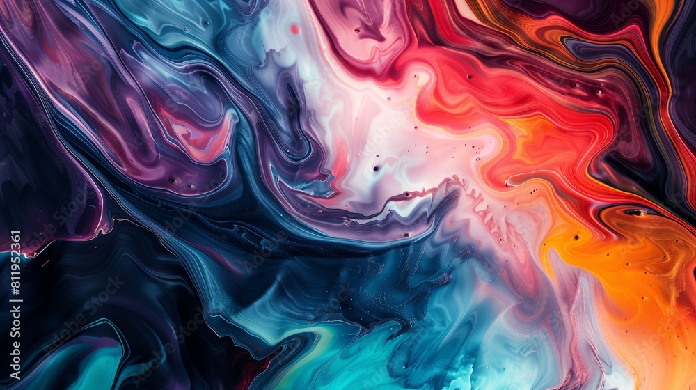 Abstract flow of liquid paints in mix