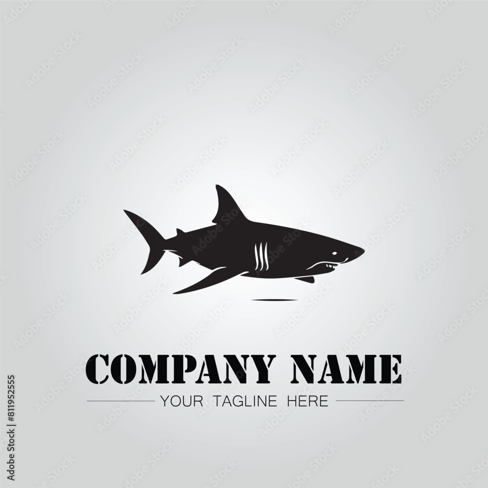 Shark silhouette illustration design for company logo vector image on the white background Shark silhouette illustration design for company logo vector image on the white background