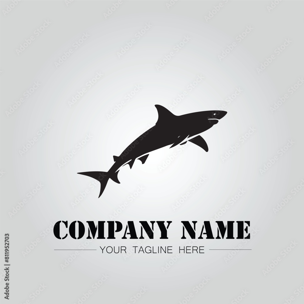 Shark silhouette illustration design for company logo vector image on the white background
