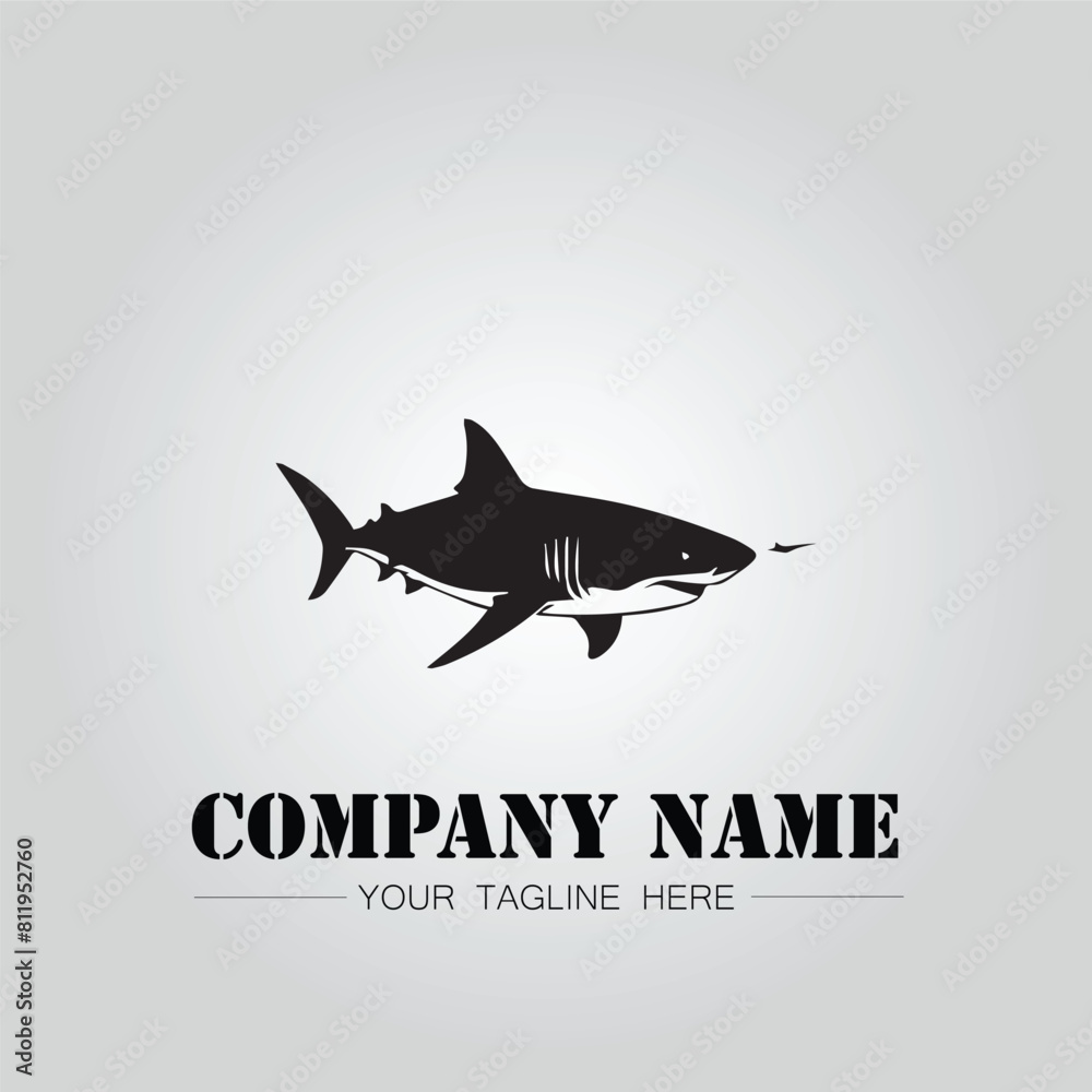 Shark silhouette illustration design for company logo vector image on the white background